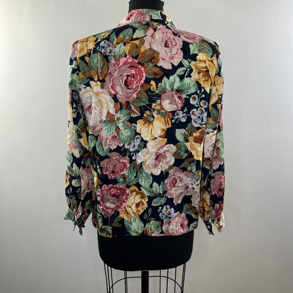 VTG Jerri Sherman Blazer Silk Floral Tapestry Notch Lapel Double Breasted Sz 6 - Picture 6 of 7